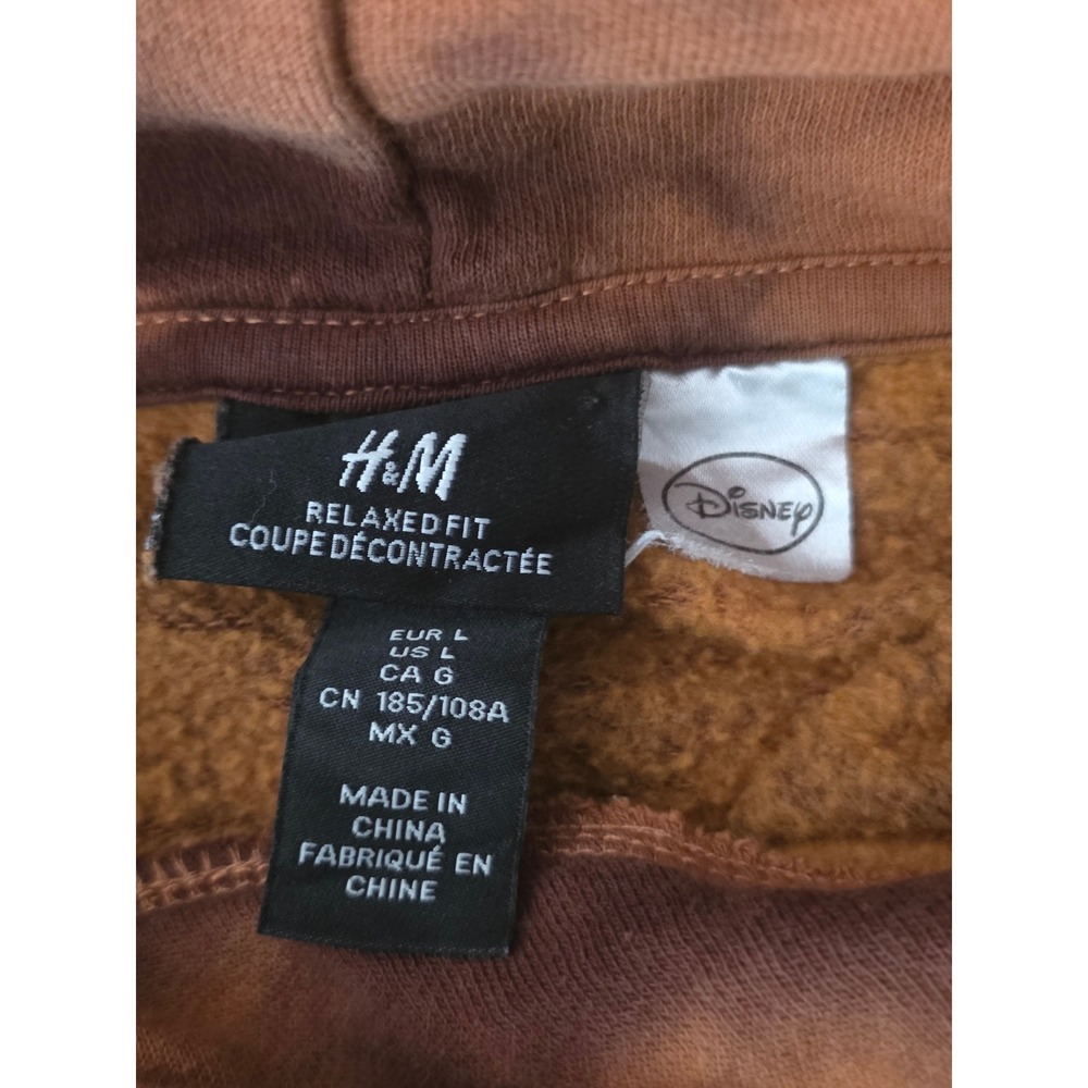 H&M Disney Mickey‎ Mouse Tie Dye Hoodie Relaxed Fit Mens Large Brown Animation - Picture 3 of 11